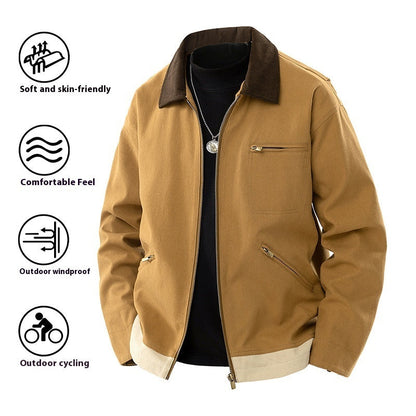 Spring And Autumn Contrast Color Lapels Workwear Jacket