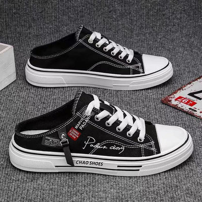 Canvas Men's Breathable Versatile Slip-on Lofter Heel-free Sports Casual Shoes