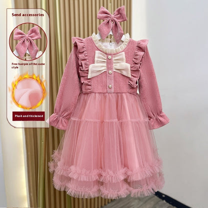 Sweet And Minimalist Mesh Princess Dress For Girls