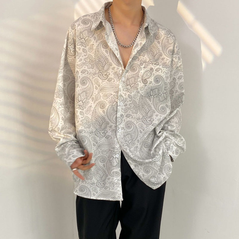 Mens Temperament Fashion Casual Printed Shirt