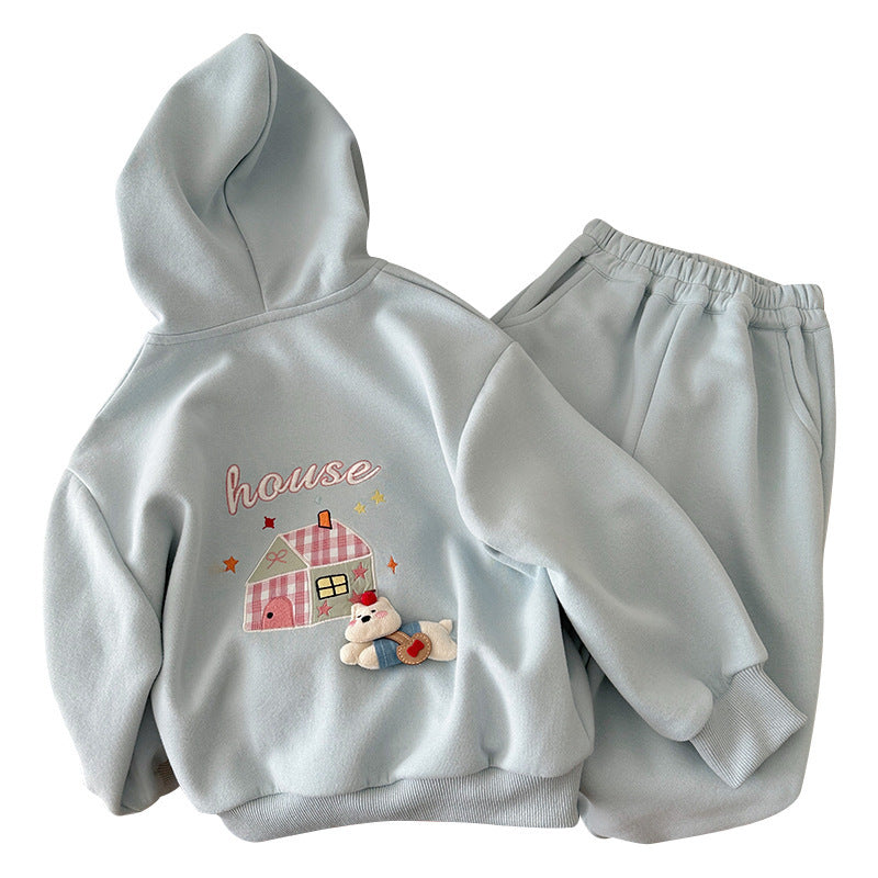 Boys & Girl  Hooded Sweatpants Sports Pants Two-piece Set