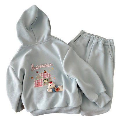 Boys & Girl  Hooded Sweatpants Sports Pants Two-piece Set