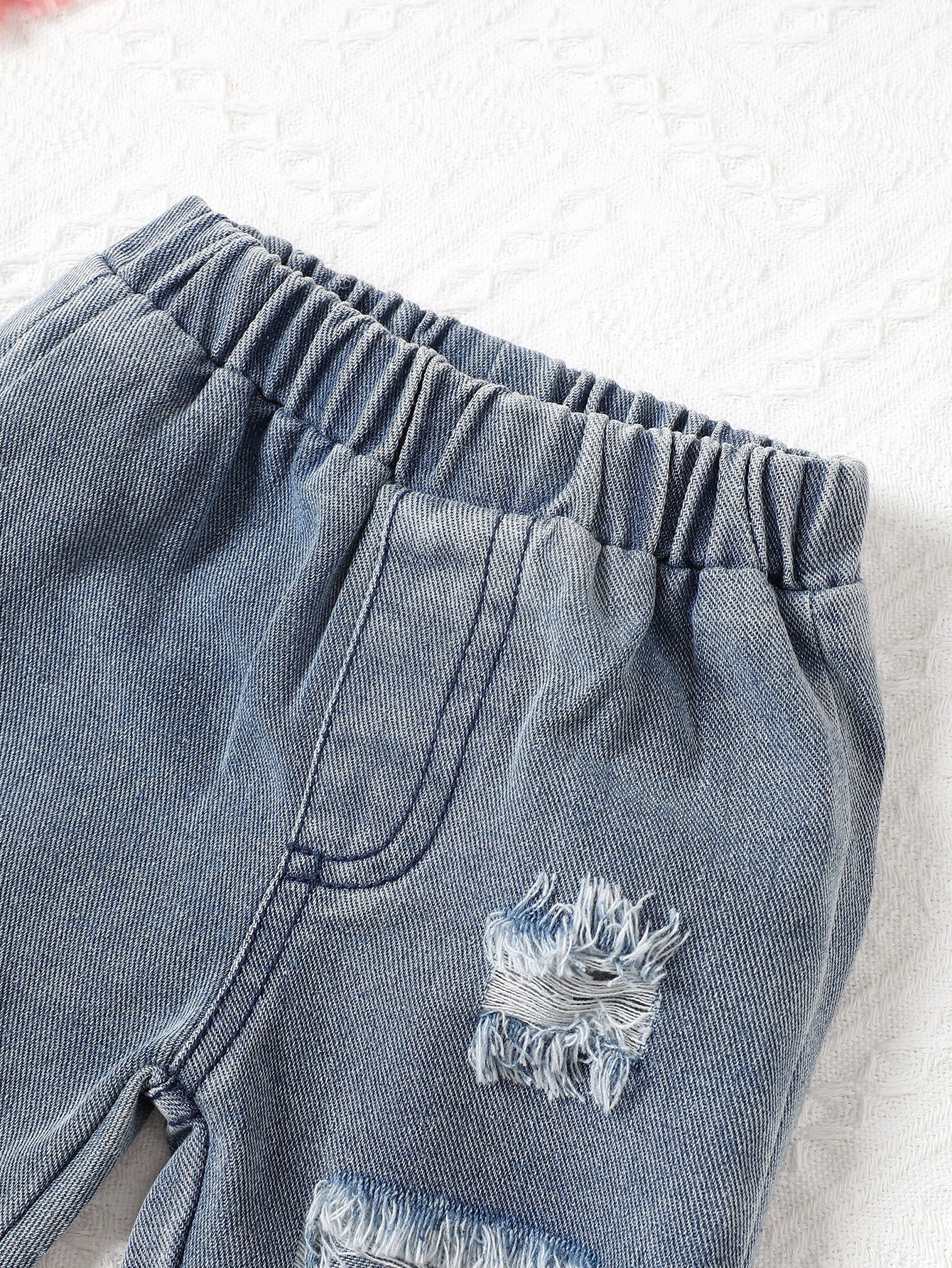 Children's Work Clothes Solid Color Vest Top And Jeans