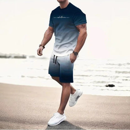 Summer Fashion Trend 3D Digital Printing Men's Short Sleeve Shorts Suit