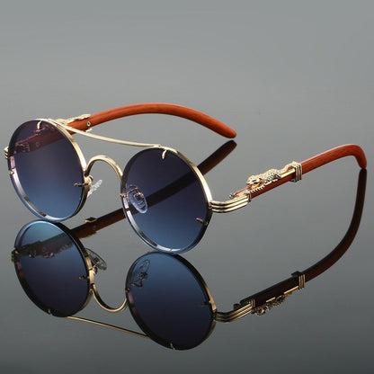 Retro Double Beam Leopard Head Sunglasses