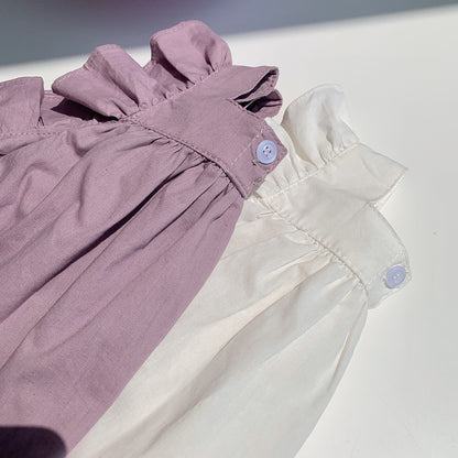 Ruffled Girls' Cotton Flying Sleeve Dress