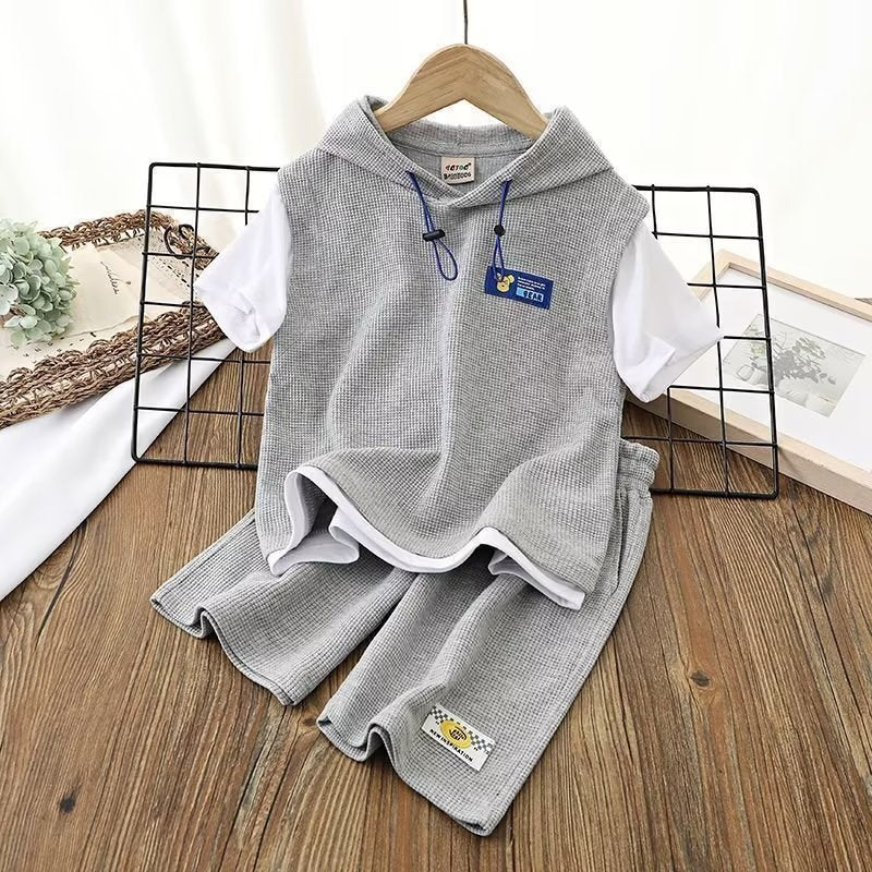 Boy Hooded Casual Short-sleeved T-shirt Thin Shorts