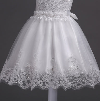 spring and summer girls princess dress wedding dress flower girl dress in the children's dress show birthday pettiskirt