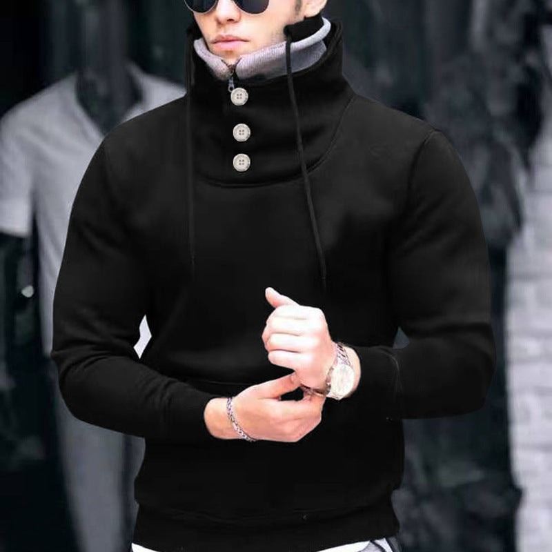 New Autumn And Winter Long-sleeved T-shirt Men's Sports High Neck Sweater