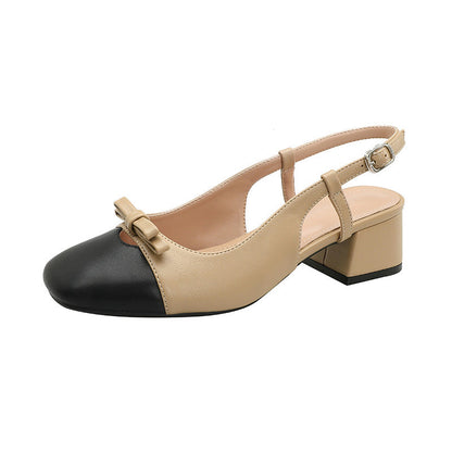 French Style Fairy Square Bow Color-matching Sandals