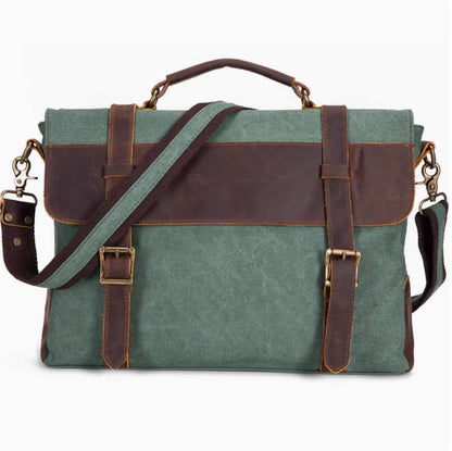 Tote Briefcase Messenger Bag With Crazy Horse Cowhide Vintage