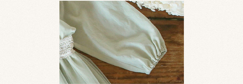 Long Sleeve Lace Puffy Princess Dress