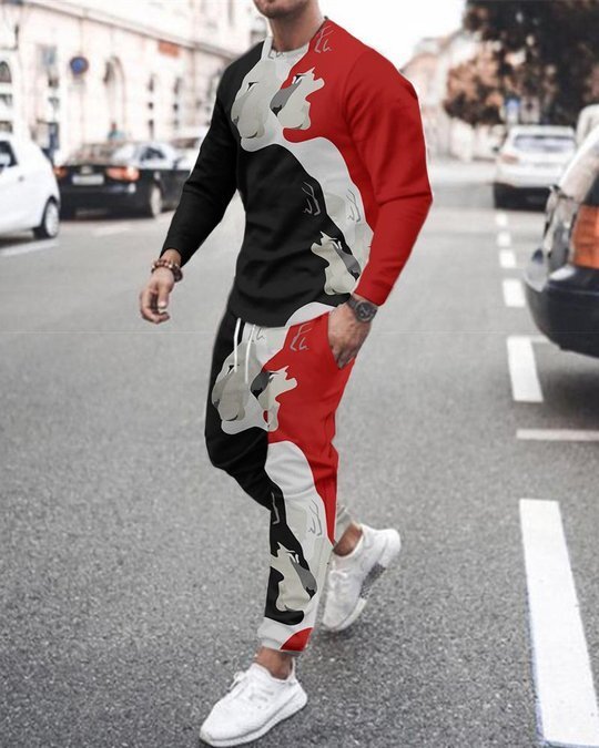 3d Digital Printing Crew Neck Sweater Sports Trousers Suit (Available)
