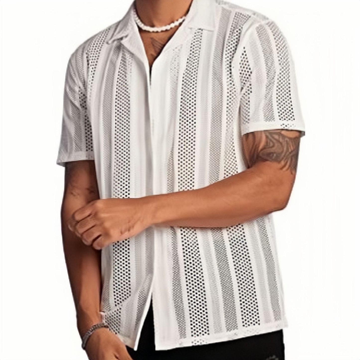 Button Knitted Short-sleeved Shirt Men's Shirt