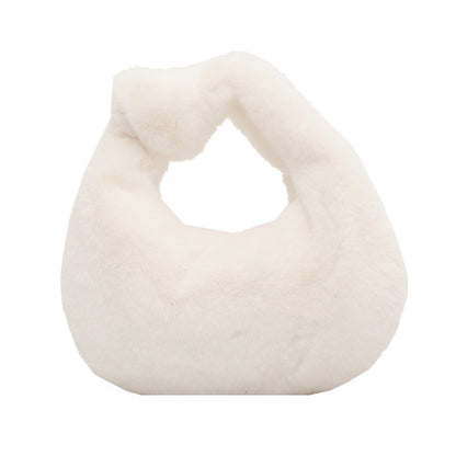 Hand-carrying Plush Tote Solid Color Single-shoulder Bag