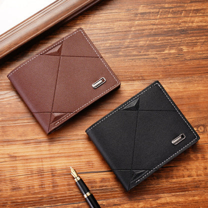 Men's Wallet Short Multi Card Slots Wallet Thin Three Fold Horizontal Soft Leather Wallet