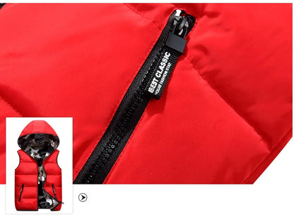 Parent-Child Outfits Warm Camo Reversible Vest Girls Boys Cotton Full Zip Waistcoat School Kids Outerwear Child Jacket 100-185cm