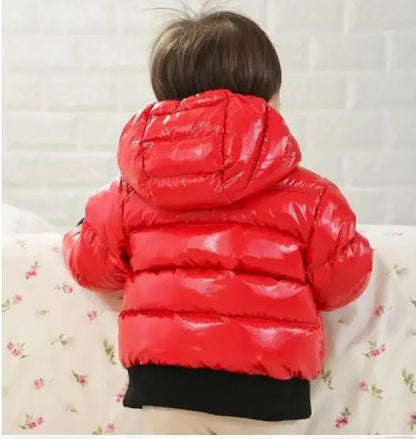 Baby Down Jacket Baby Cotton-padded Coat Child Winter Thicken Hooded Solid Color Boys Girls Outwear