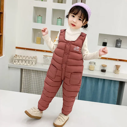 Winter Children Warm Overalls Autumn Girls Boys Thick Pants Baby Girl Jumpsuit For 1-5 years High Quality Kids Ski Down Overalls