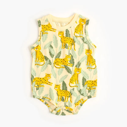 Sanlutoz Toddler Boys Summer Cotton Sleeveless Bodysuits Infants Boys Animal Clothes Casual