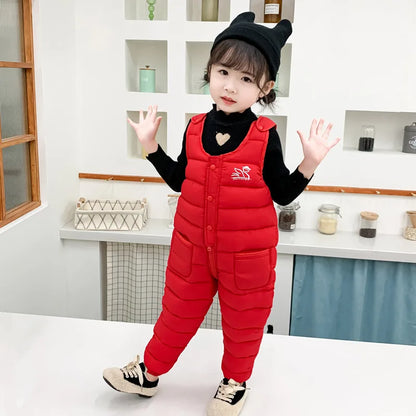 Winter Children Warm Overalls Autumn Girls Boys Thick Pants Baby Girl Jumpsuit For 1-5 years High Quality Kids Ski Down Overalls