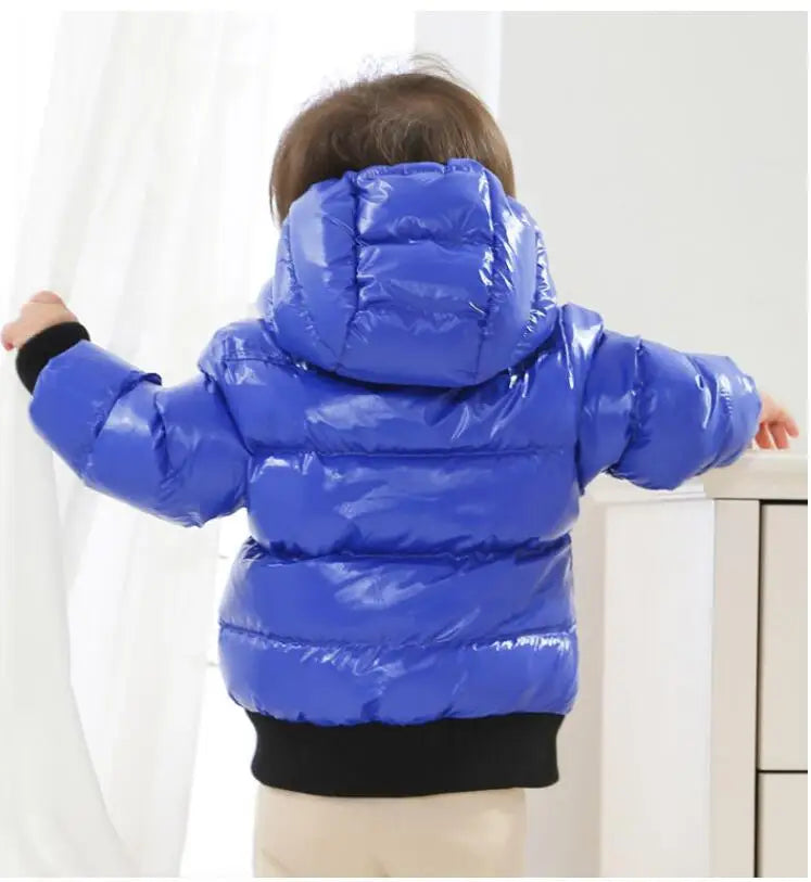 Baby Down Jacket Baby Cotton-padded Coat Child Winter Thicken Hooded Solid Color Boys Girls Outwear