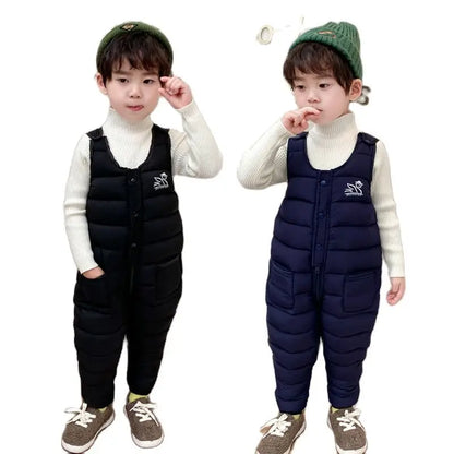 Winter Children Warm Overalls Autumn Girls Boys Thick Pants Baby Girl Jumpsuit For 1-5 years High Quality Kids Ski Down Overalls