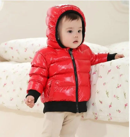 Baby Down Jacket Baby Cotton-padded Coat Child Winter Thicken Hooded Solid Color Boys Girls Outwear