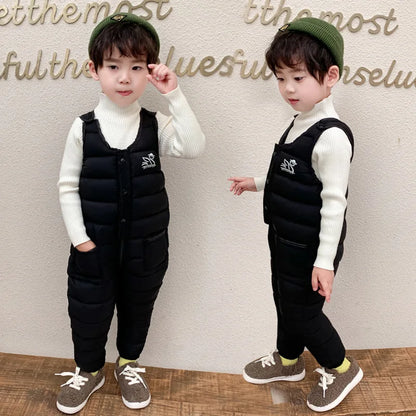 Winter Children Warm Overalls Autumn Girls Boys Thick Pants Baby Girl Jumpsuit For 1-5 years High Quality Kids Ski Down Overalls