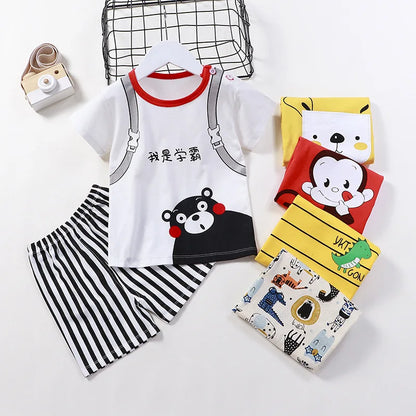 Kids Clothes Set Baby Boy/Girl T-Shirt + Shorts Summer Clothing Cotton Cartoon Casual Boys Tracksuit Children Baby Clothes Set