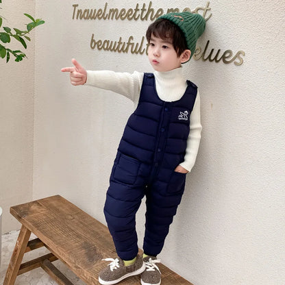 Winter Children Warm Overalls Autumn Girls Boys Thick Pants Baby Girl Jumpsuit For 1-5 years High Quality Kids Ski Down Overalls