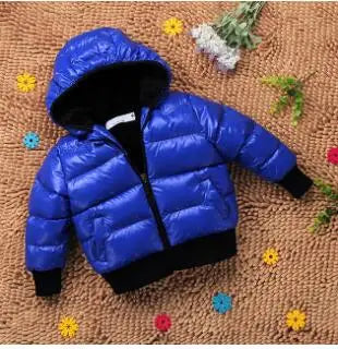 Baby Down Jacket Baby Cotton-padded Coat Child Winter Thicken Hooded Solid Color Boys Girls Outwear
