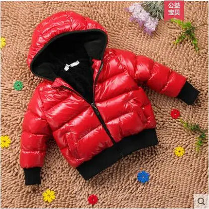 Baby Down Jacket Baby Cotton-padded Coat Child Winter Thicken Hooded Solid Color Boys Girls Outwear