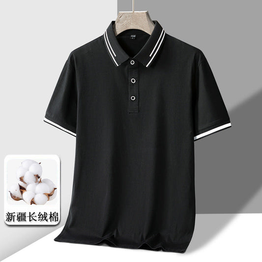Men's Short-sleeved T-shirt Full Cotton Thin Section Business Lapel