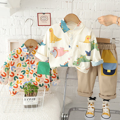 Printing Shirt For Boys Pants Breathable Two-piece Set