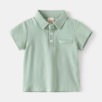 Summer Polo Tshirts for Boys Cotton Fashion Solid Color Toddler Kids Tees Children's Clothes