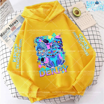 2025 Autumn Winter Hot New KPop Demon Hunters Hoodie: Cartoon Style Pullover for Children Boys & Girls Casual Comfy Sweatshirt