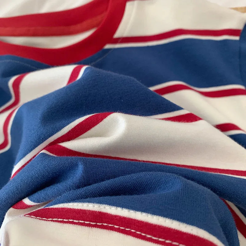 2-7Y Spring Children Clothes For Baby Girl Boys T-shirt Stripe Cotton Long Sleeves Shirts Teen Hoodie Bottoming Shirt Kids Tops