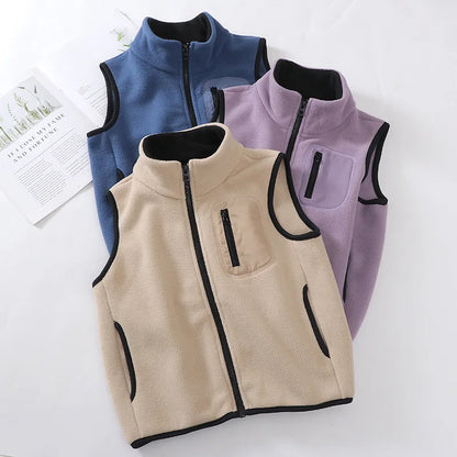 4-18 Years Boys Girls Polar Fleece Vest Autumn Winter Thick Warm Teen Children Tops Outerwear 5A Antimicrobial Kids Waistcoats