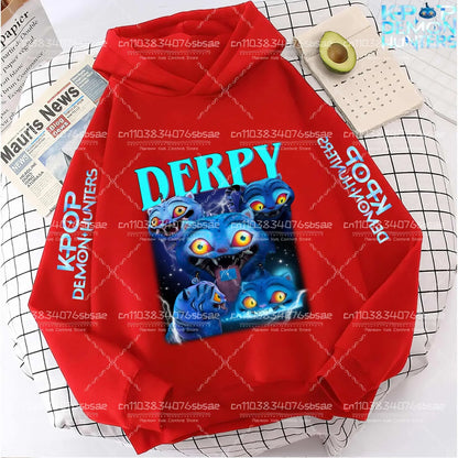 2025 Autumn Winter Hot New KPop Demon Hunters Hoodie: Cartoon Style Pullover for Children Boys & Girls Casual Comfy Sweatshirt