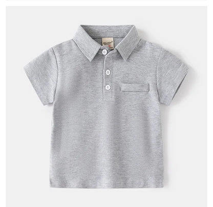 Summer Polo Tshirts for Boys Cotton Fashion Solid Color Toddler Kids Tees Children's Clothes