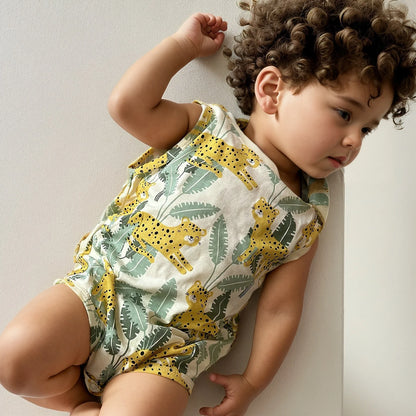 Sanlutoz Cotton Toddler Boys Summer Sleeveless Bodysuits Casual Infants Boys Animal Clothes