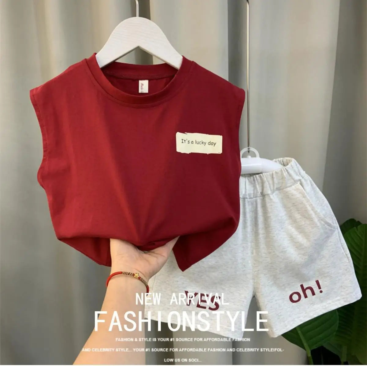 2025 New Boys Baby Girl Summer Vest Set Summer Sleeveless Fashion Boys' and Children's Handsome Two Piece Set