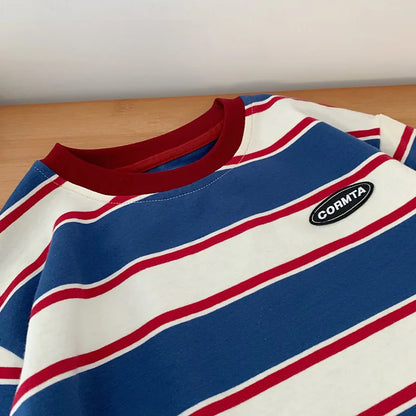 2-7Y Spring Children Clothes For Baby Girl Boys T-shirt Stripe Cotton Long Sleeves Shirts Teen Hoodie Bottoming Shirt Kids Tops