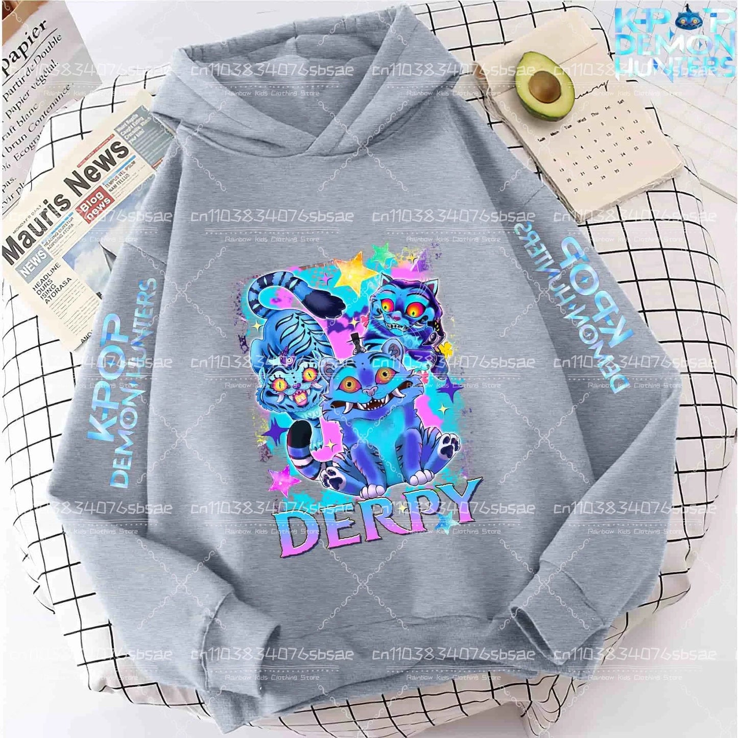 2025 Autumn Winter Hot New KPop Demon Hunters Hoodie: Cartoon Style Pullover for Children Boys & Girls Casual Comfy Sweatshirt