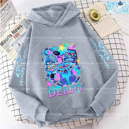 2025 Autumn Winter Hot New KPop Demon Hunters Hoodie: Cartoon Style Pullover for Children Boys & Girls Casual Comfy Sweatshirt