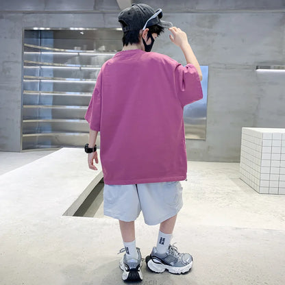 Summer Kids Outfit Sets for Boys Short Sleeve T-shirt Shorts 2PS Clothing Set Tweens Child Tracksuit Top and Bottom Clothes Set