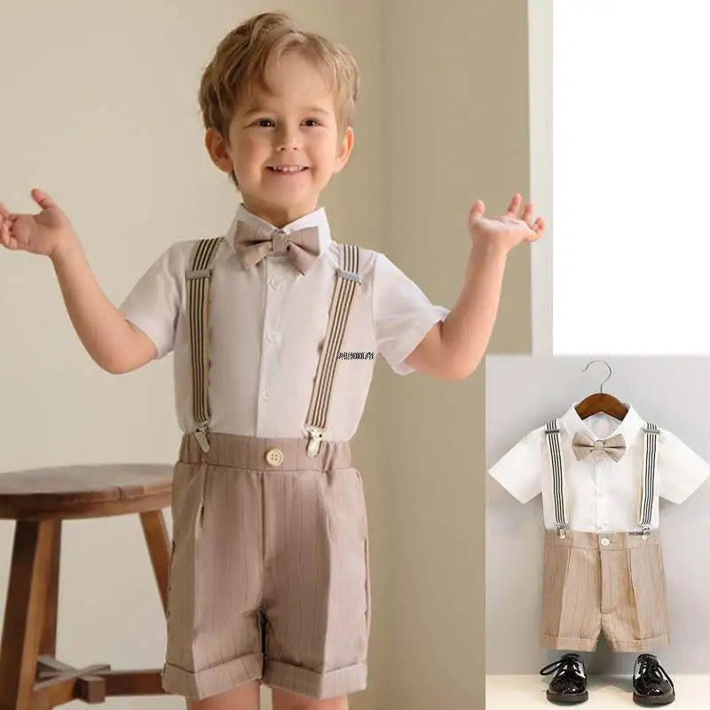 Boys Summer Photograph Dress School Kids Beaufitul Birthday Suit Children Formal Wedding Performance Luxurious Tuxedo Wear