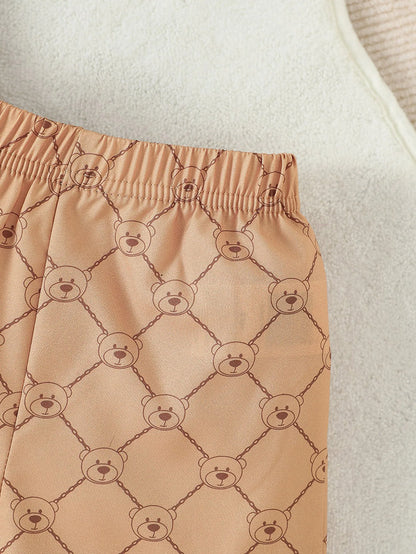 2pcs Boys Summer Patchwork Turn-down CollarT-shirt & Shorts Set For (6M-2Y)  Daily Streetwear