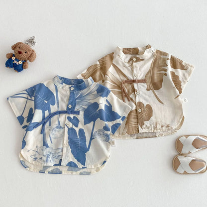 Boys' Fashion Summer Dress 2025 New Summer Children's Western Style Korean Edition Painting Shirt Baby Solid Color Casual Pants